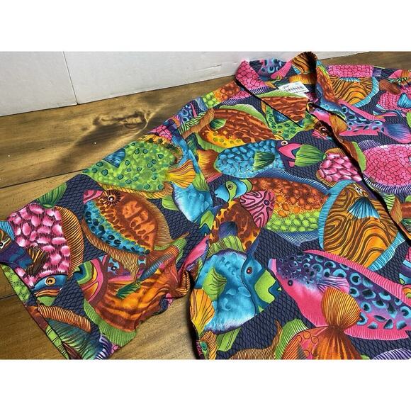 Reyn Spooner Shirt Mens 2XL Fish Vibrant Hawaiian Rayon Short Sleeve - Picture 4 of 13